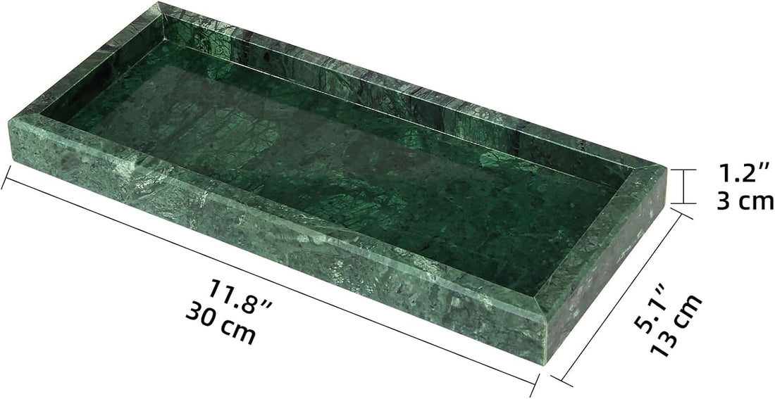 Green Marble Vanity Tray – Natural Stone Decorative Tray for Bathroom & Countertop