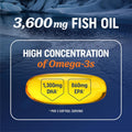 Triple Strength Omega 3 Fish Oil 3600 mg 180 Softgels (Pack of 1) PODCITY