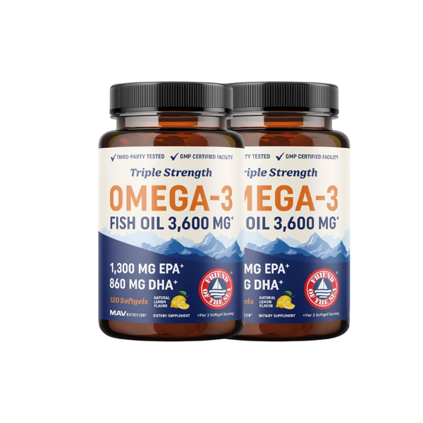 Triple Strength Omega 3 Fish Oil 3600 mg 2 × 180 Softgels (Pack of 2)