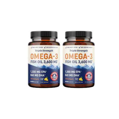 Triple Strength Omega 3 Fish Oil 3600 mg 2 × 180 Softgels (Pack of 2) PODCITY