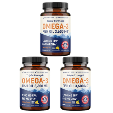 Triple Strength Omega 3 Fish Oil 3600 mg 3 × 180 Softgels (Pack of 3) PODCITY