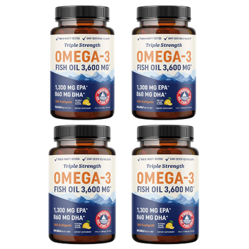 Triple Strength Omega 3 Fish Oil 3600 mg 4 × 180 Softgels (Pack of 4) PODCITY